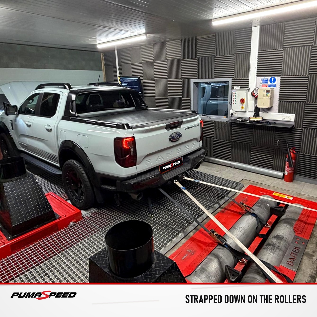 Ranger PHEV strapped down on the dyno